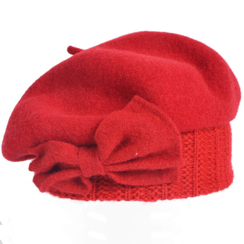 Ruphedy Womens Wool Berets French Beret Beanie Winter Hats Hy022 (Red) - Image 3